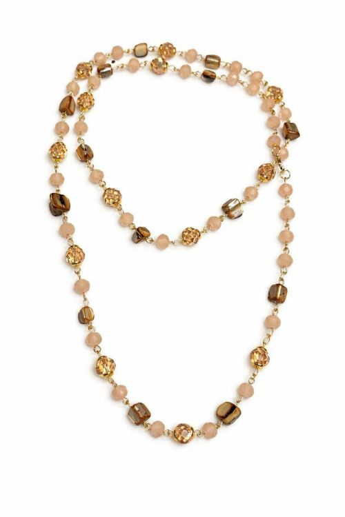 Imagem de Colar de Pedras Marrom e Rosa